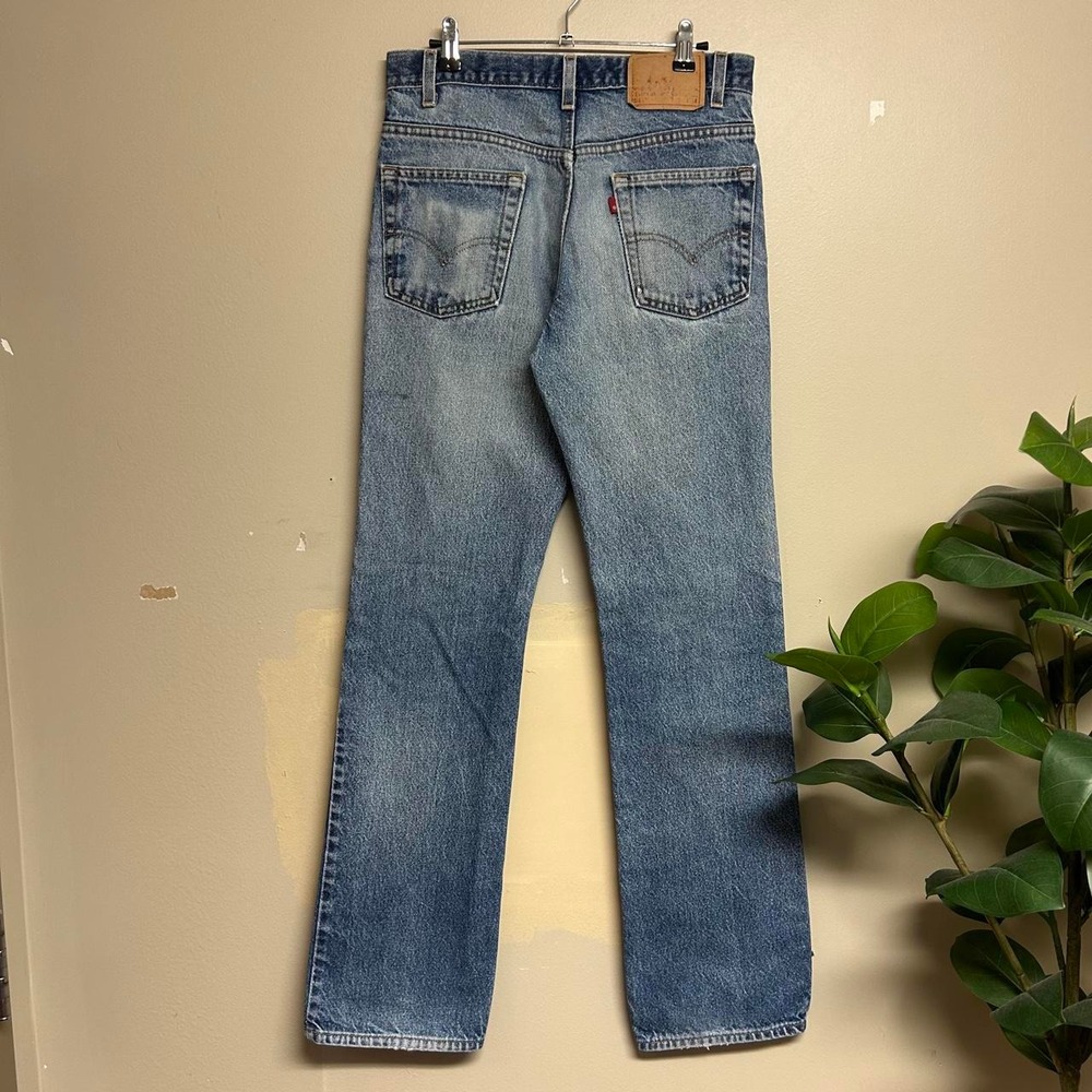 Vintage Levis 517 Made In USA Faded Blue Bootcut Western Jeans 30x33.5